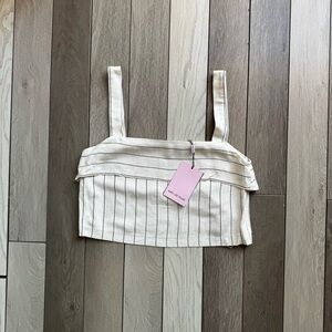 Avec Les Filles Linen Crop Top Striped | NWT | Size: Small